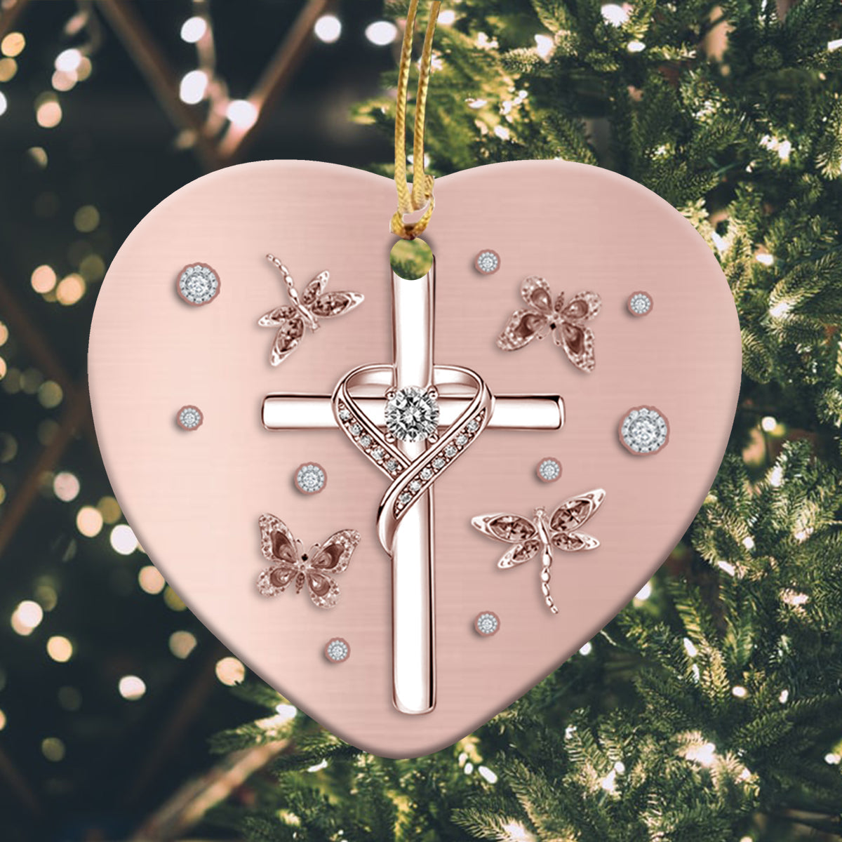 In God I Trust Heart Ceramic Ornament - Christmas Ornament - Christmas Gift