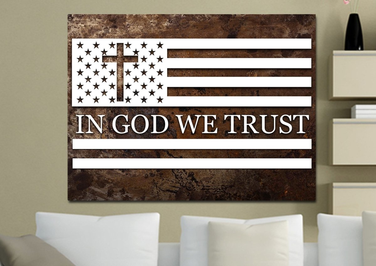 In God We Trust #15 American Flag Patriotic Wall Art - Christian Canvas Wall Art