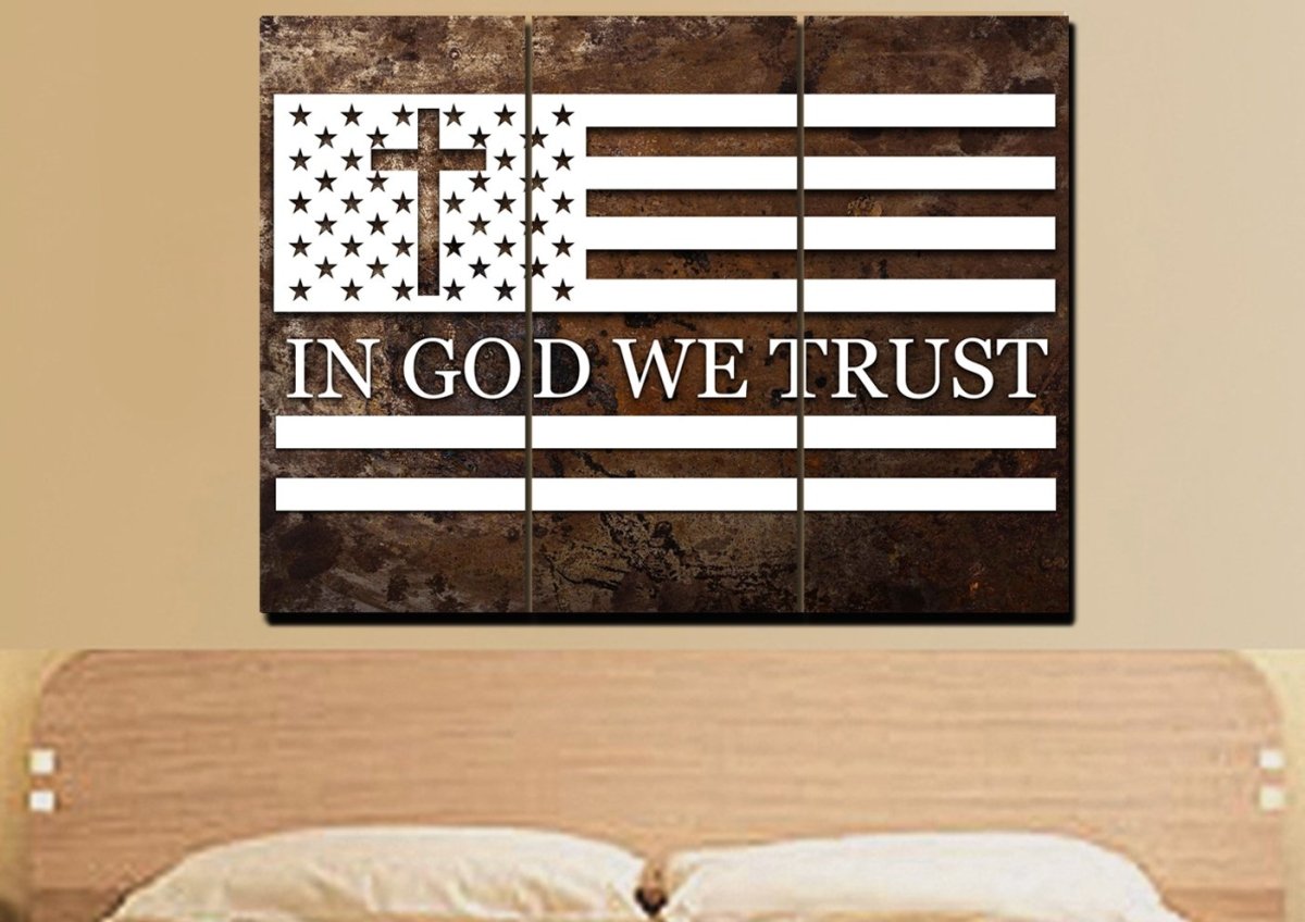 In God We Trust #15 American Flag Patriotic Wall Art - Christian Canvas Wall Art