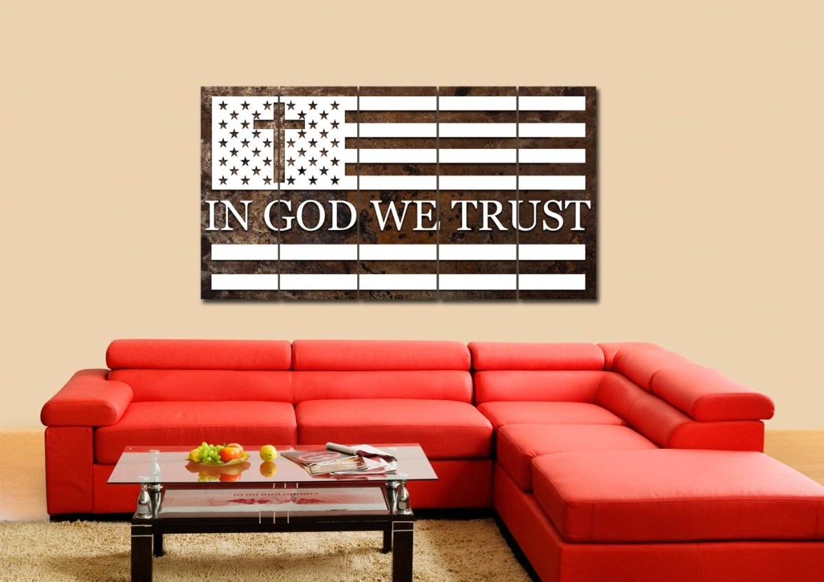 In God We Trust #15 American Flag Patriotic Wall Art - Christian Canvas Wall Art