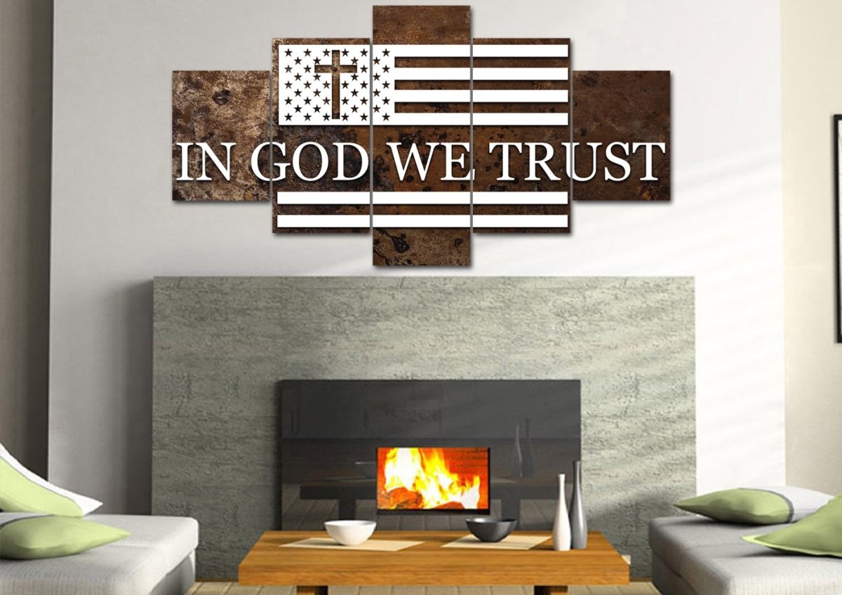 In God We Trust #15 American Flag Patriotic Wall Art - Christian Canvas Wall Art