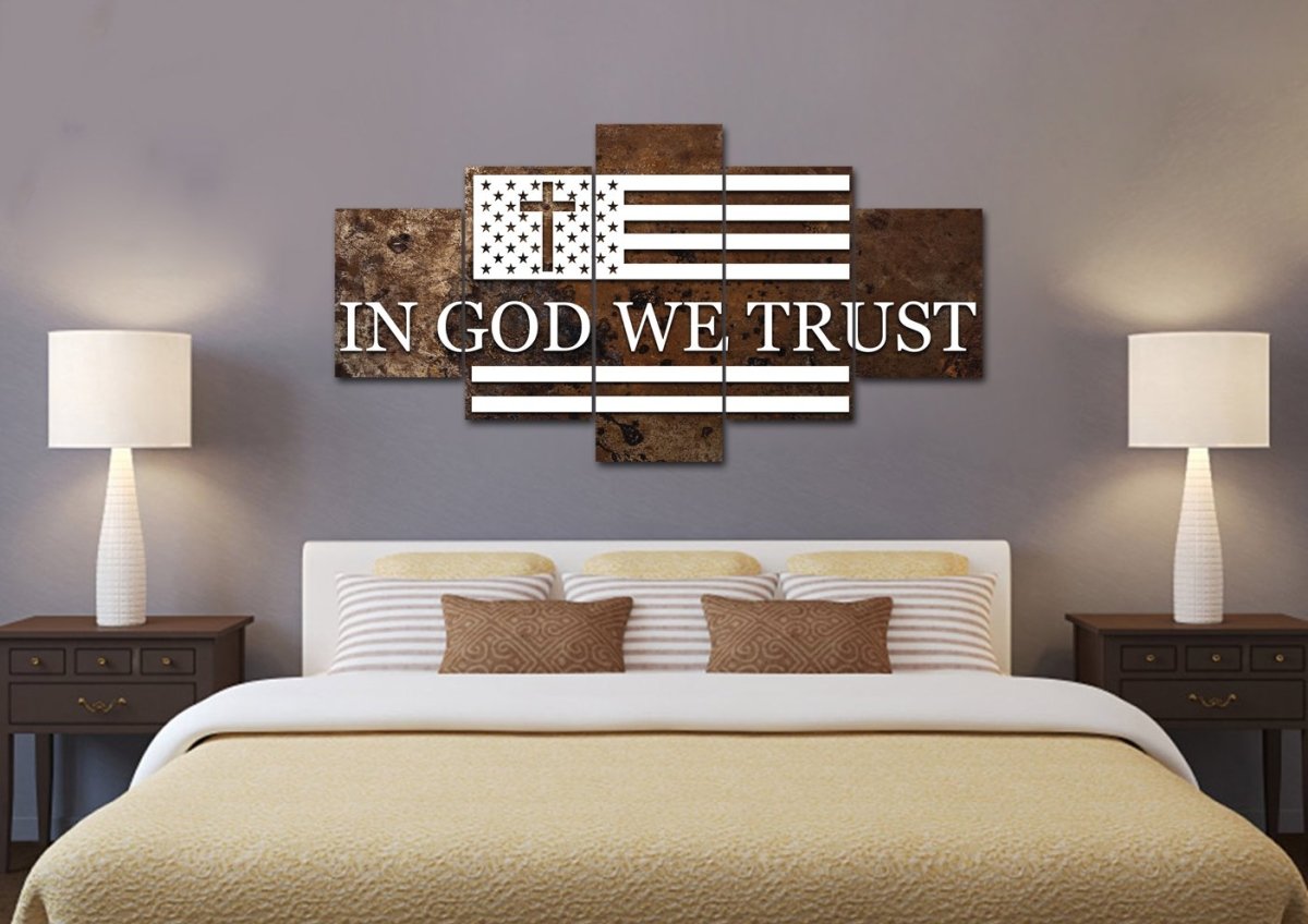In God We Trust #15 American Flag Patriotic Wall Art - Christian Canvas Wall Art