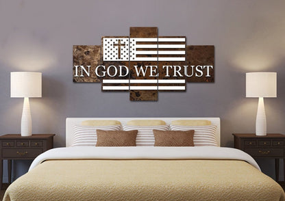 In God We Trust #15 American Flag Patriotic Wall Art - Christian Canvas Wall Art