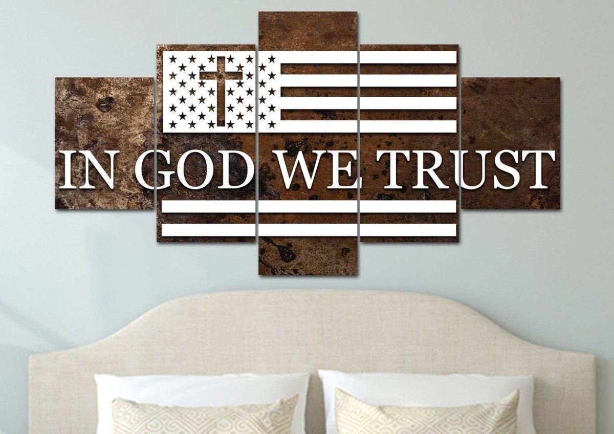 In God We Trust #15 American Flag Patriotic Wall Art - Christian Canvas Wall Art