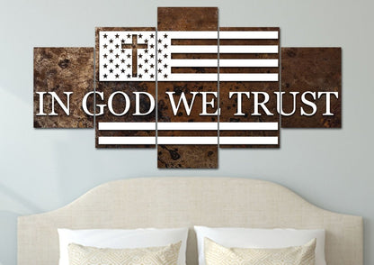 In God We Trust #15 American Flag Patriotic Wall Art - Christian Canvas Wall Art