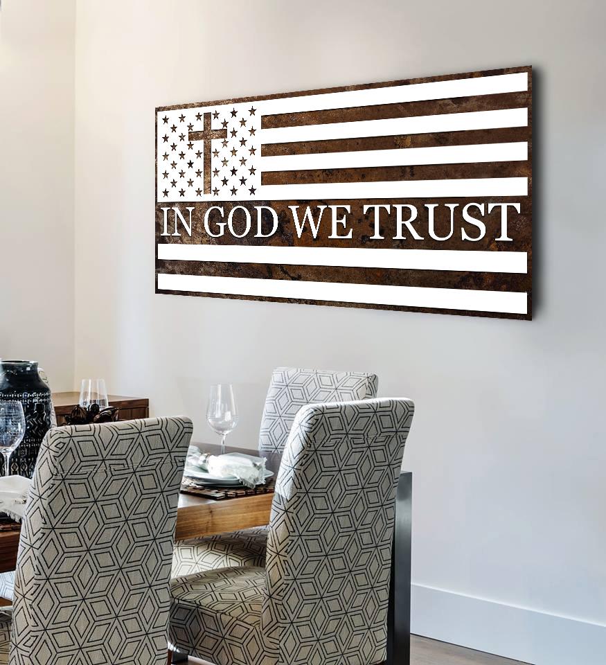 In God We Trust #15 American Flag Patriotic Wall Art - Christian Canvas Wall Art