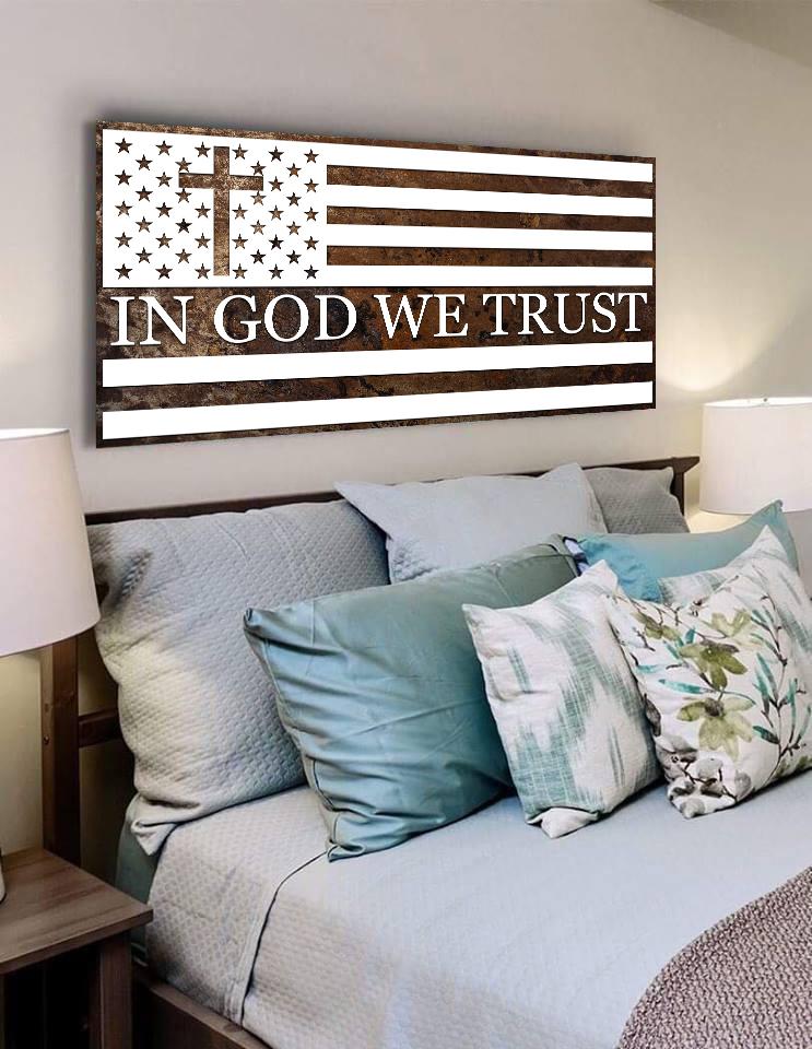 In God We Trust #15 American Flag Patriotic Wall Art - Christian Canvas Wall Art