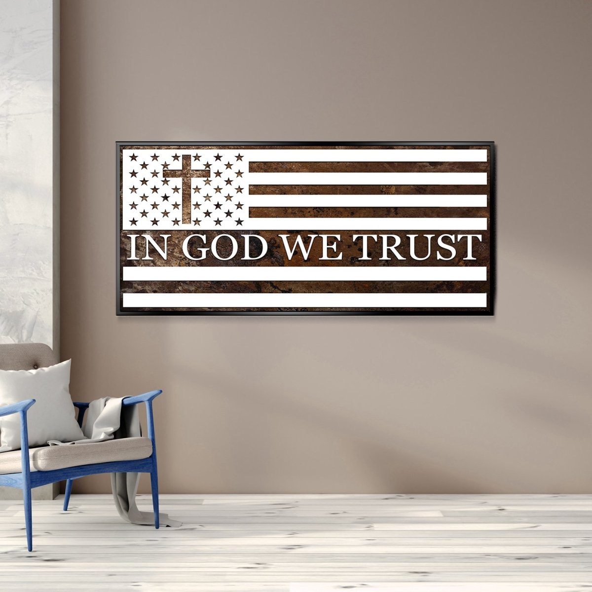 In God We Trust #15 American Flag Patriotic Wall Art - Christian Canvas Wall Art