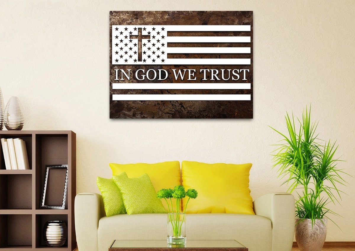 In God We Trust #15 American Flag Patriotic Wall Art - Christian Canvas Wall Art