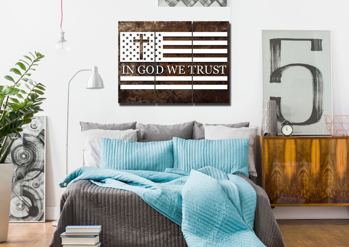 In God We Trust #15 American Flag Patriotic Wall Art - Christian Canvas Wall Art