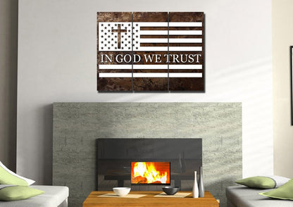 In God We Trust #15 American Flag Patriotic Wall Art - Christian Canvas Wall Art