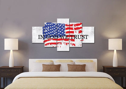 In God We Trust #19 American Flag Patriotic Wall Art - Christian Canvas Wall Art