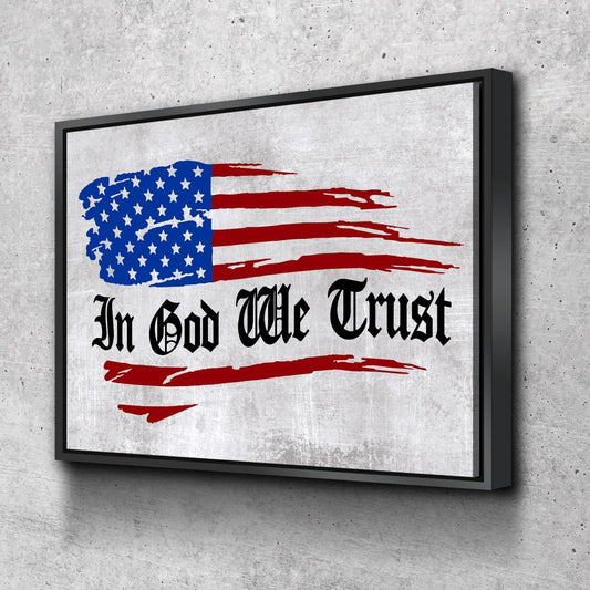 In God We Trust American Flag Patriotic Wall Art - Christian Canvas Wall Art