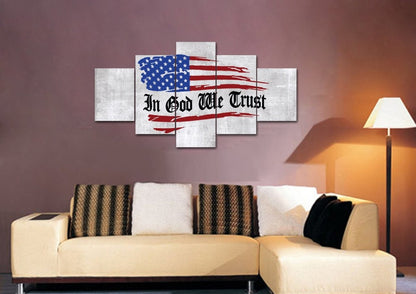 In God We Trust American Flag Patriotic Wall Art - Christian Canvas Wall Art