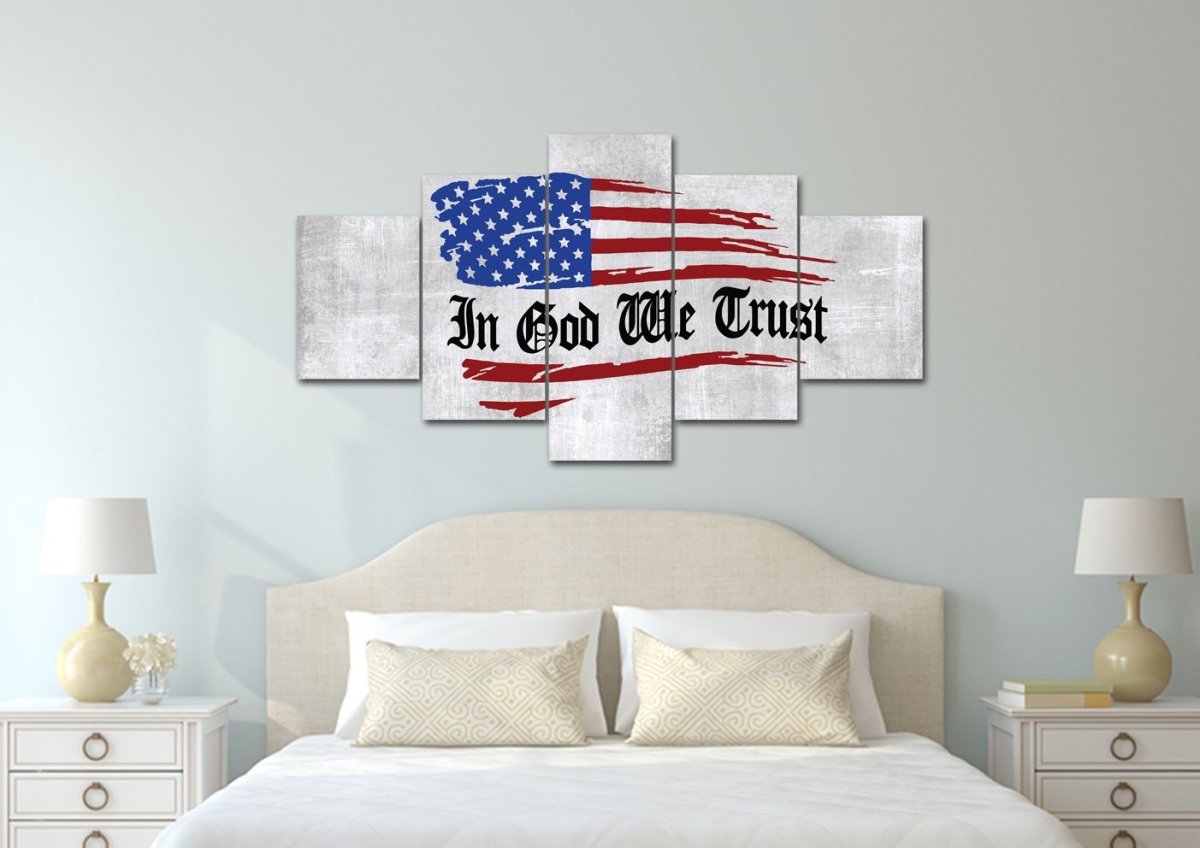 In God We Trust American Flag Patriotic Wall Art - Christian Canvas Wall Art