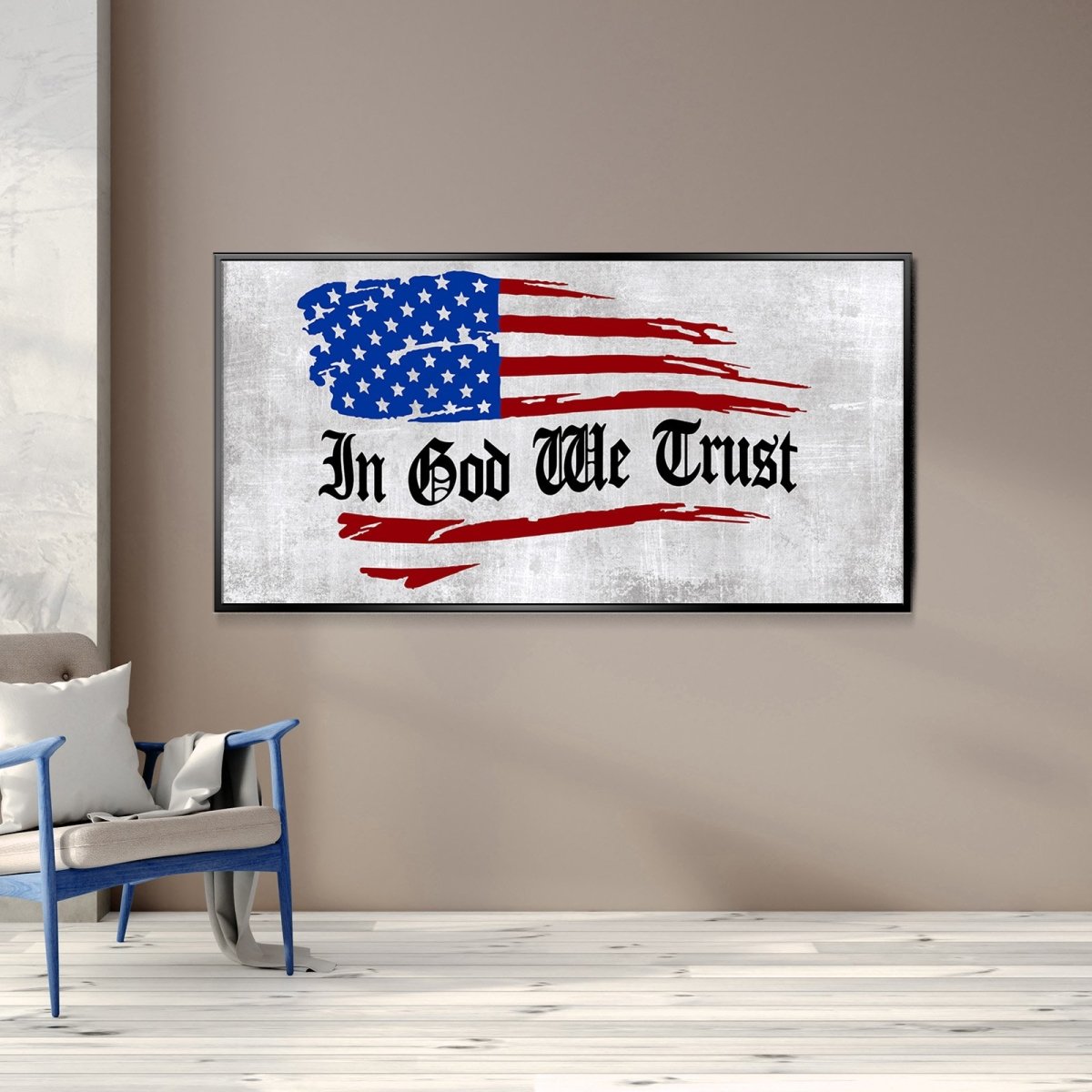 In God We Trust American Flag Patriotic Wall Art - Christian Canvas Wall Art