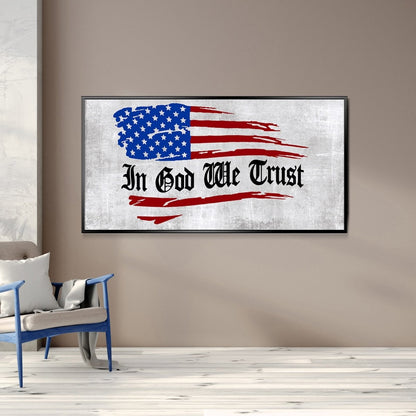In God We Trust American Flag Patriotic Wall Art - Christian Canvas Wall Art