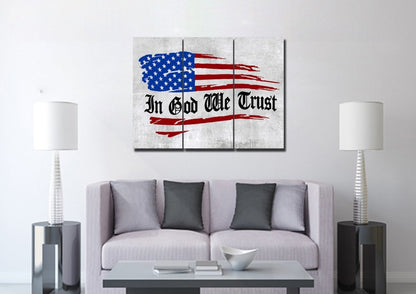In God We Trust American Flag Patriotic Wall Art - Christian Canvas Wall Art