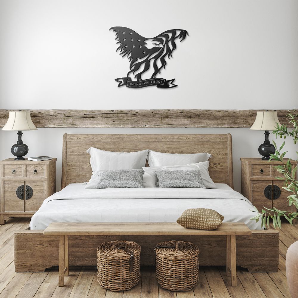 In God We Trust Eagle Metal Sign - Christian Metal Wall Art - Religious Metal Wall Decor