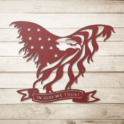 In God We Trust Eagle Metal Sign - Christian Metal Wall Art - Religious Metal Wall Decor