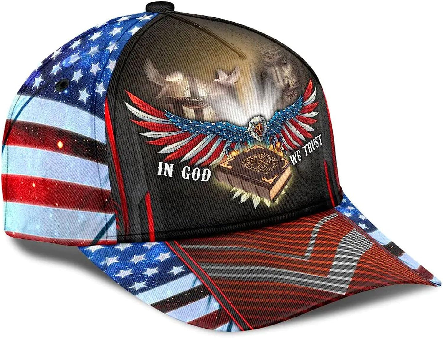 In God We Trust Jesus Cross Eagle Baseball Cap - Christian Hats for Men and Women