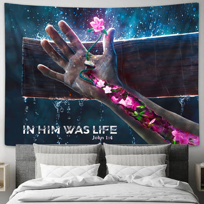 In Him Was Life John 1 4 - Jesus Wall Tapestry - Tapestry Wall Hanging - Bible Tapestry
