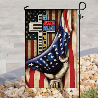 In Jesus Name I Play Piano Flag - Outdoor Christian House Flag - Christian Garden Flags