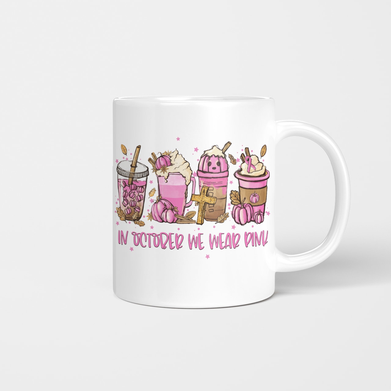 In October We Wear Pink, Breast Cancer Awareness, Cross, God Mug, Jesus Mug