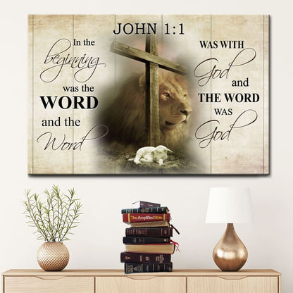 In The Beginning Was The Word John 11 Bible Verse Canvas Wall Art - Religious Wall Decor