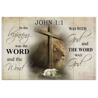 In The Beginning Was The Word John 11 Bible Verse Canvas Wall Art - Religious Wall Decor