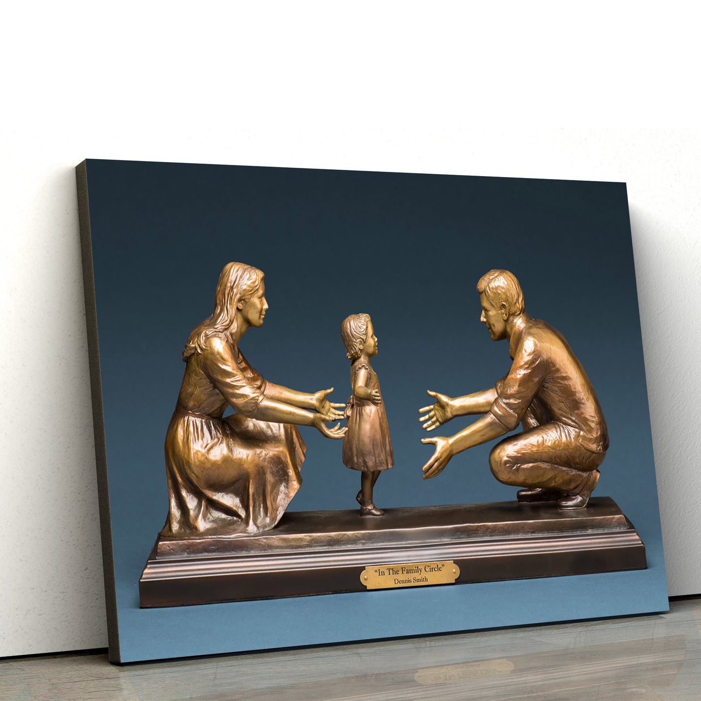 In The Family Circle Bronze Belissimo Sculpture Canvas Wall Art - Jesus Christ Picture - Canvas Christian Wall Art
