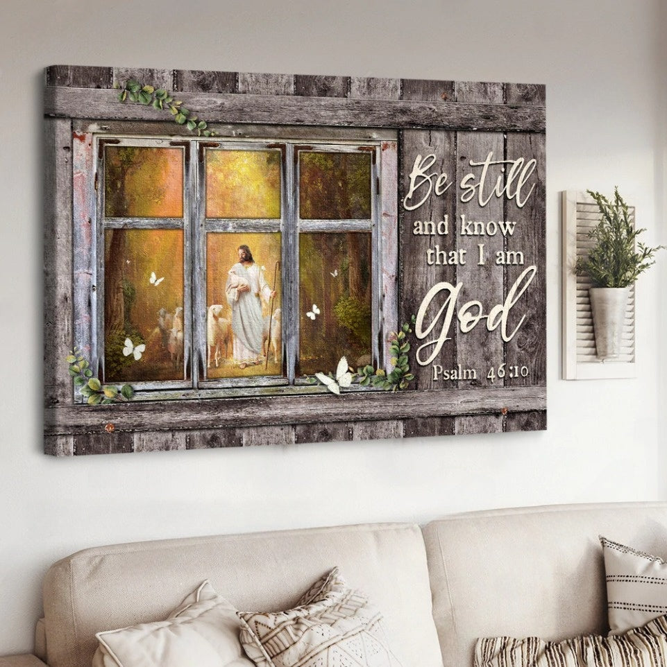 In The Forest With The Lambs Be Still And Know That I Am God Canvas Wall Art - Christian Poster - Religious Wall Decor