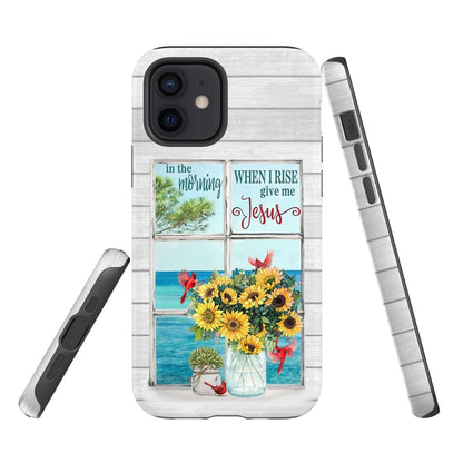 In The Morning When I Rise Give Me Jesus Cardinal Sunflowers Phone Case - Inspirational Bible Scripture iPhone Cases