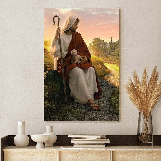 In The Shepherd's Care Minicard Canvas Picture - Jesus Christ Canvas Art - Christian Wall Canvas