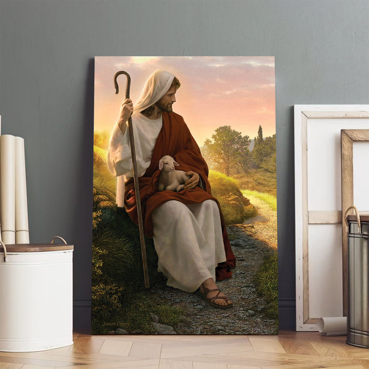 In The Shepherd's Care Minicard Canvas Picture - Jesus Christ Canvas Art - Christian Wall Canvas