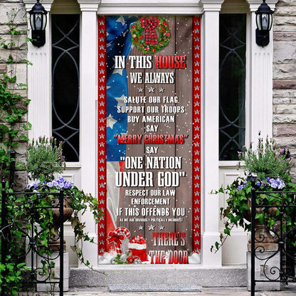 In This House We Always Say One Nation Under God Door Cover - Religious Door Decorations
