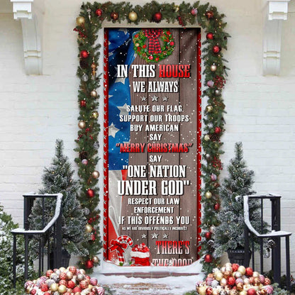 In This House We Always Say One Nation Under God Door Cover - Religious Door Decorations
