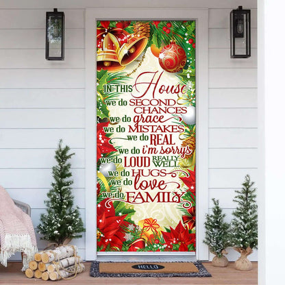 In This House We Do - Christmas Door Cover - Christmas Outdoor Decoration