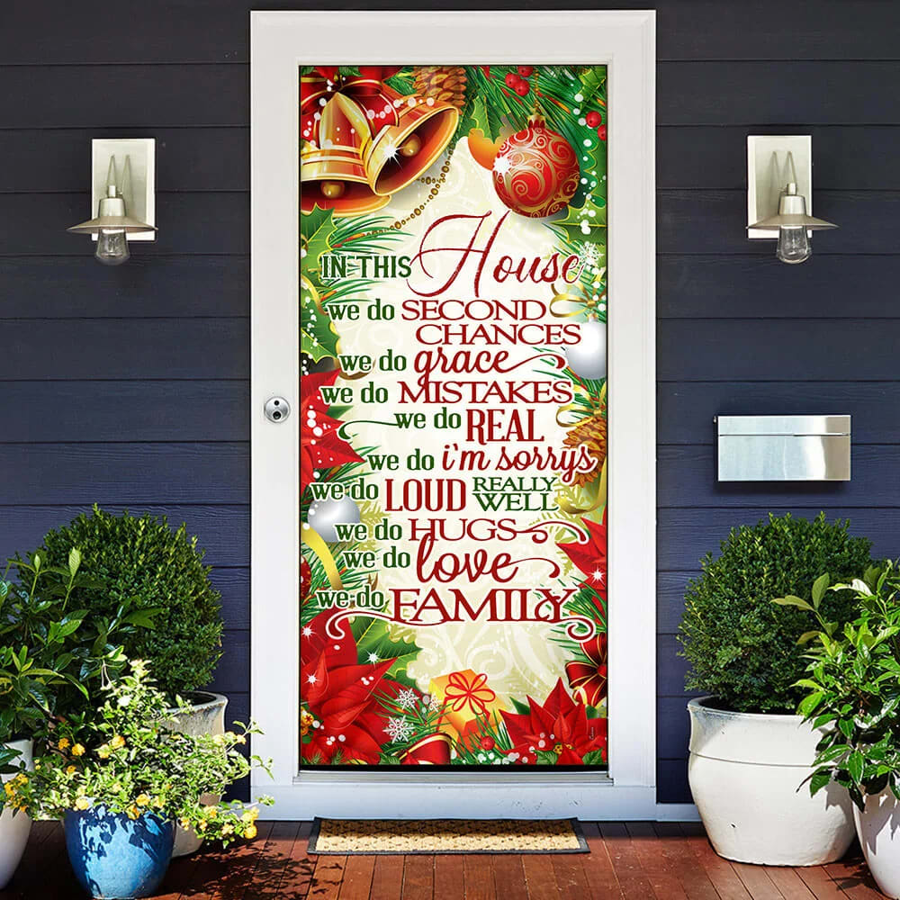 In This House We Do - Christmas Door Cover - Christmas Outdoor Decoration