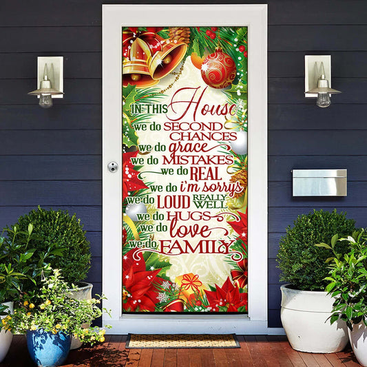In This House We Do - Christmas Door Cover - Christmas Outdoor Decoration