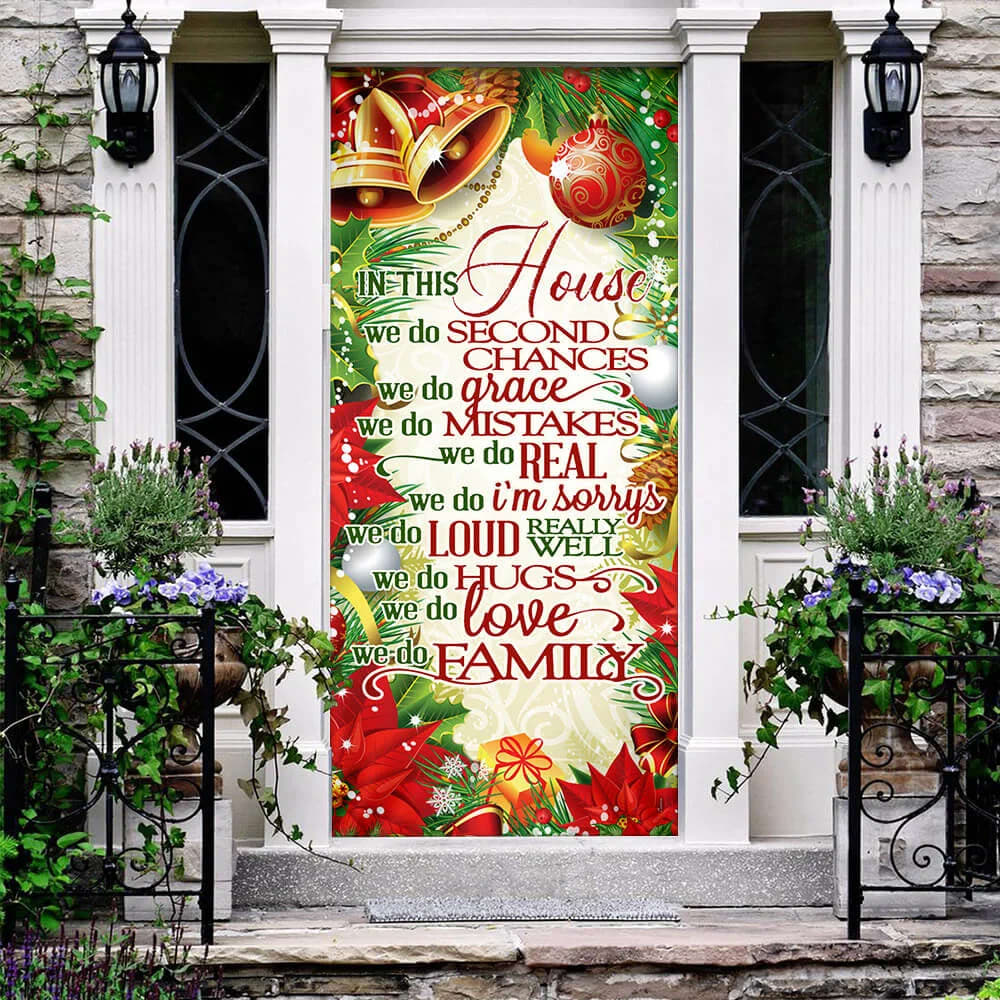 In This House We Do - Christmas Door Cover - Christmas Outdoor Decoration