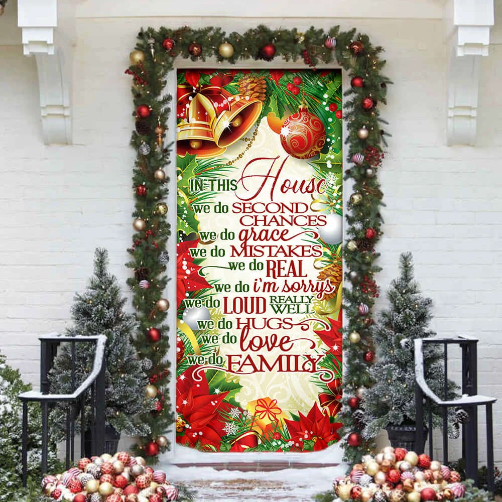 In This House We Do - Christmas Door Cover - Christmas Outdoor Decoration
