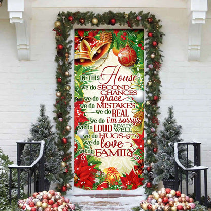 In This House We Do - Christmas Door Cover - Christmas Outdoor Decoration