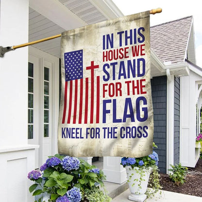 In This House We Kneel For The Cross Flag - Outdoor Christian House Flag - Christian Garden Flags