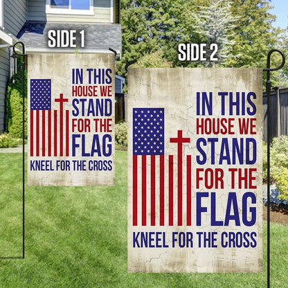 In This House We Kneel For The Cross Flag - Outdoor Christian House Flag - Christian Garden Flags