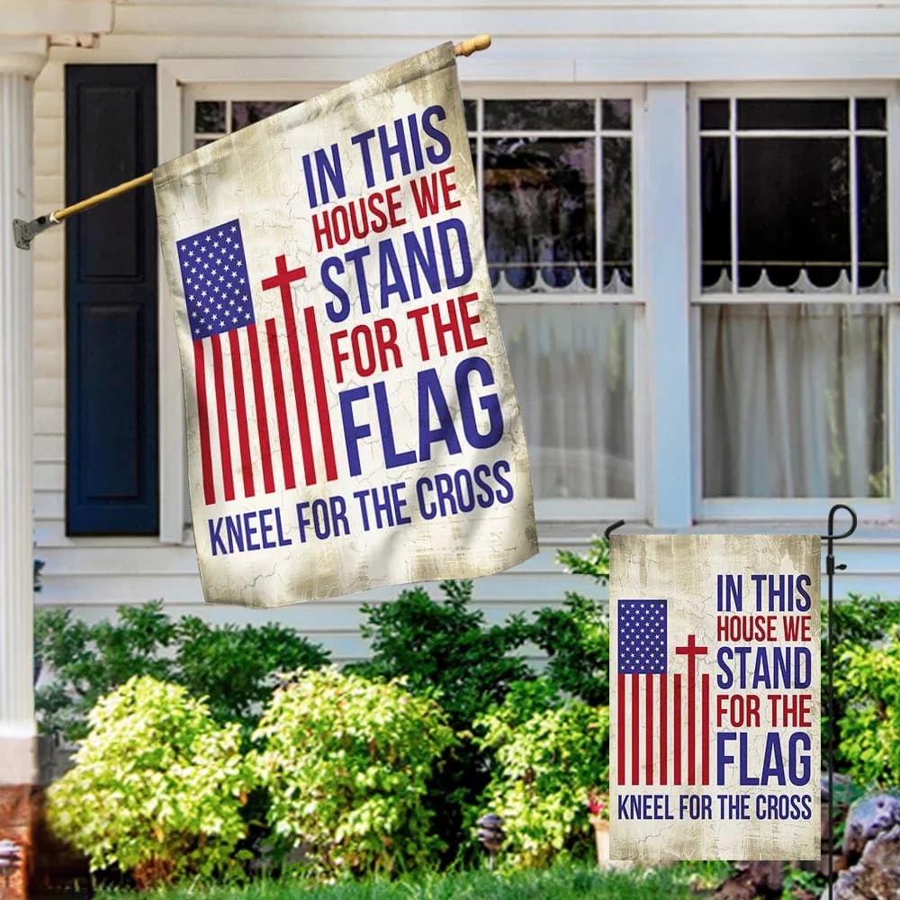 In This House We Kneel For The Cross Flag - Outdoor Christian House Flag - Christian Garden Flags