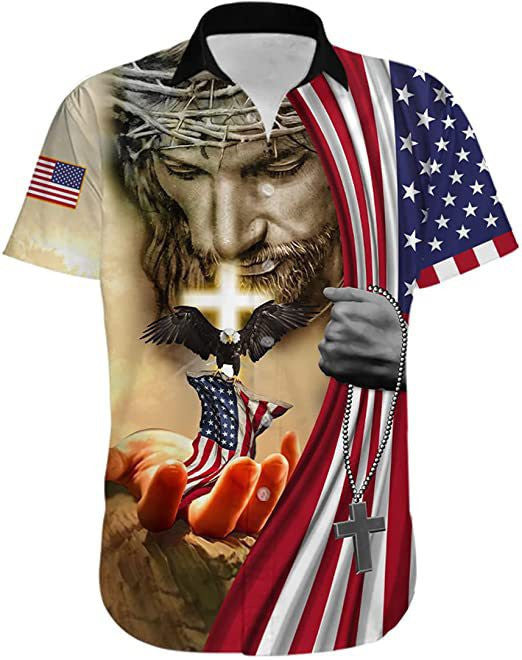 Independence Day Patriotic Hawaiian Shirt - Christian Hawaiian Shirt for Men Women