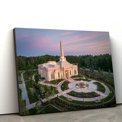Indianapolis Temple Sunrise Panorama Canvas Wall Art - Jesus Christ Picture - Canvas Christian Wall Art