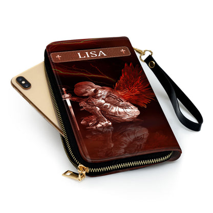 Inspirational Gifts For Religious Women Who Kneels Before God Can Stand Before Anyone Clutch Purse For Women - Personalized Name