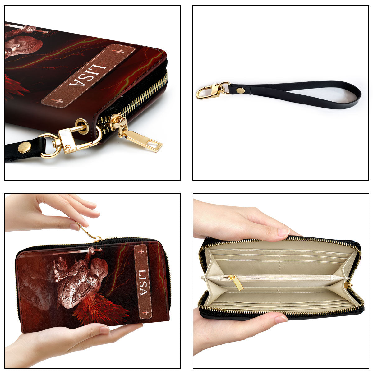 Inspirational Gifts For Religious Women Who Kneels Before God Can Stand Before Anyone Clutch Purse For Women - Personalized Name